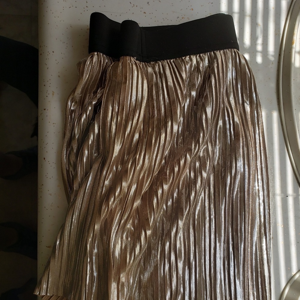 Silvery / light gold color short skirt.